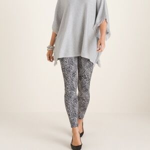 Chicos sz 0 gray black Ponte Cheetah-Print Leggings ankle pants new sz 4 WP154
